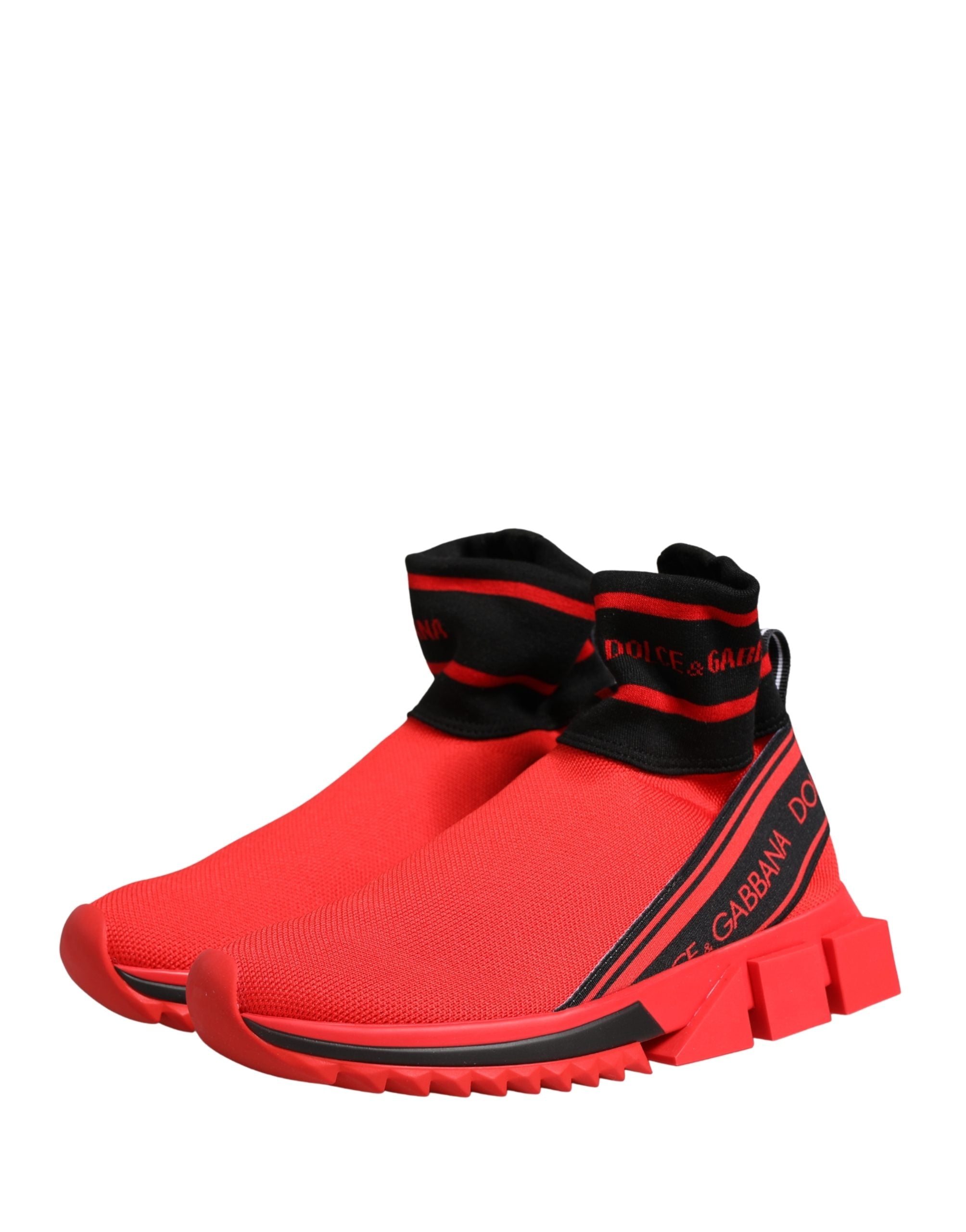 Dolce & Gabbana Red Black Sorrento Socken Sneaker Schuhe