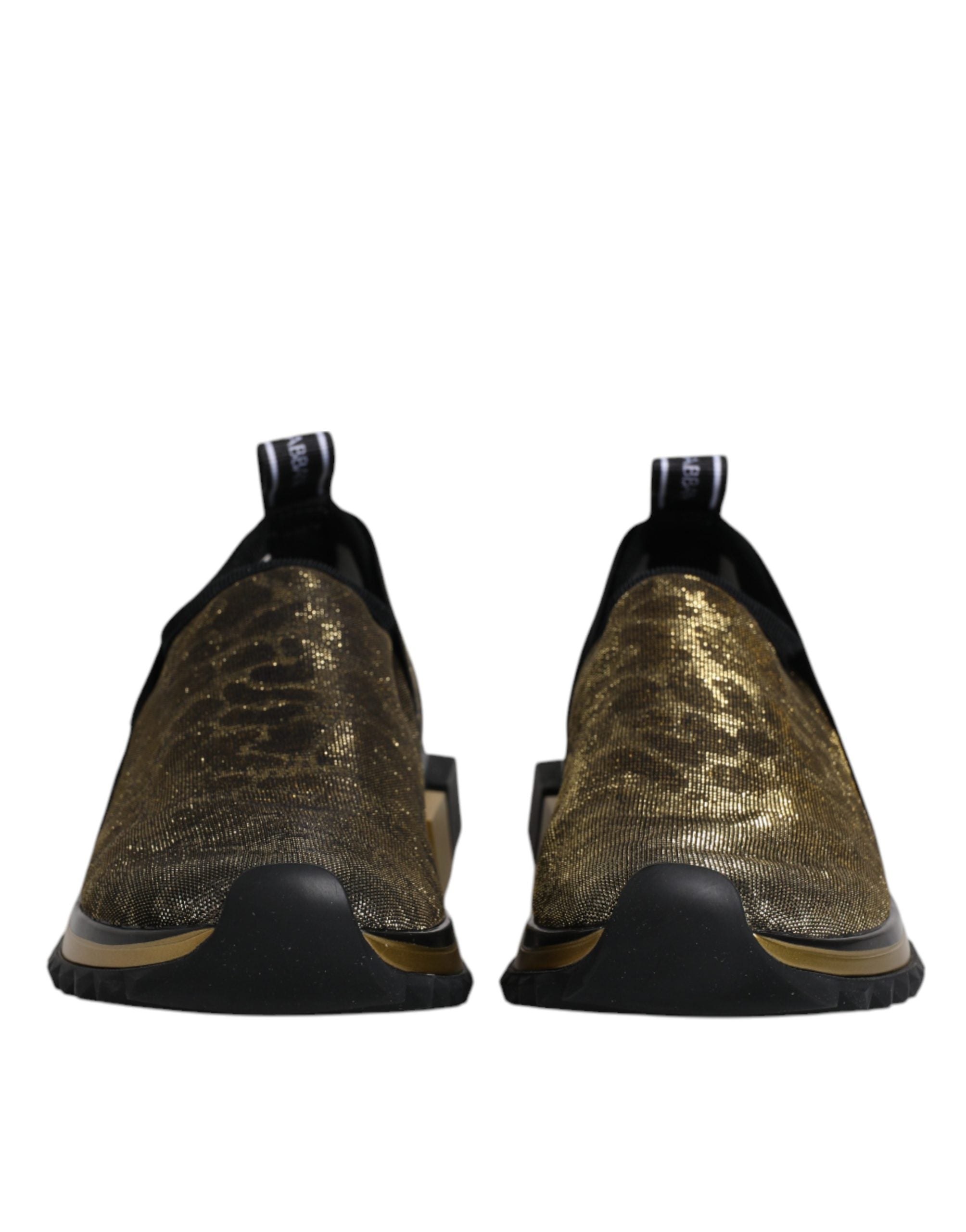 Dolce & Gabbana Goldfarbene Glitzer-Leopard-Sneaker "Sorrento"