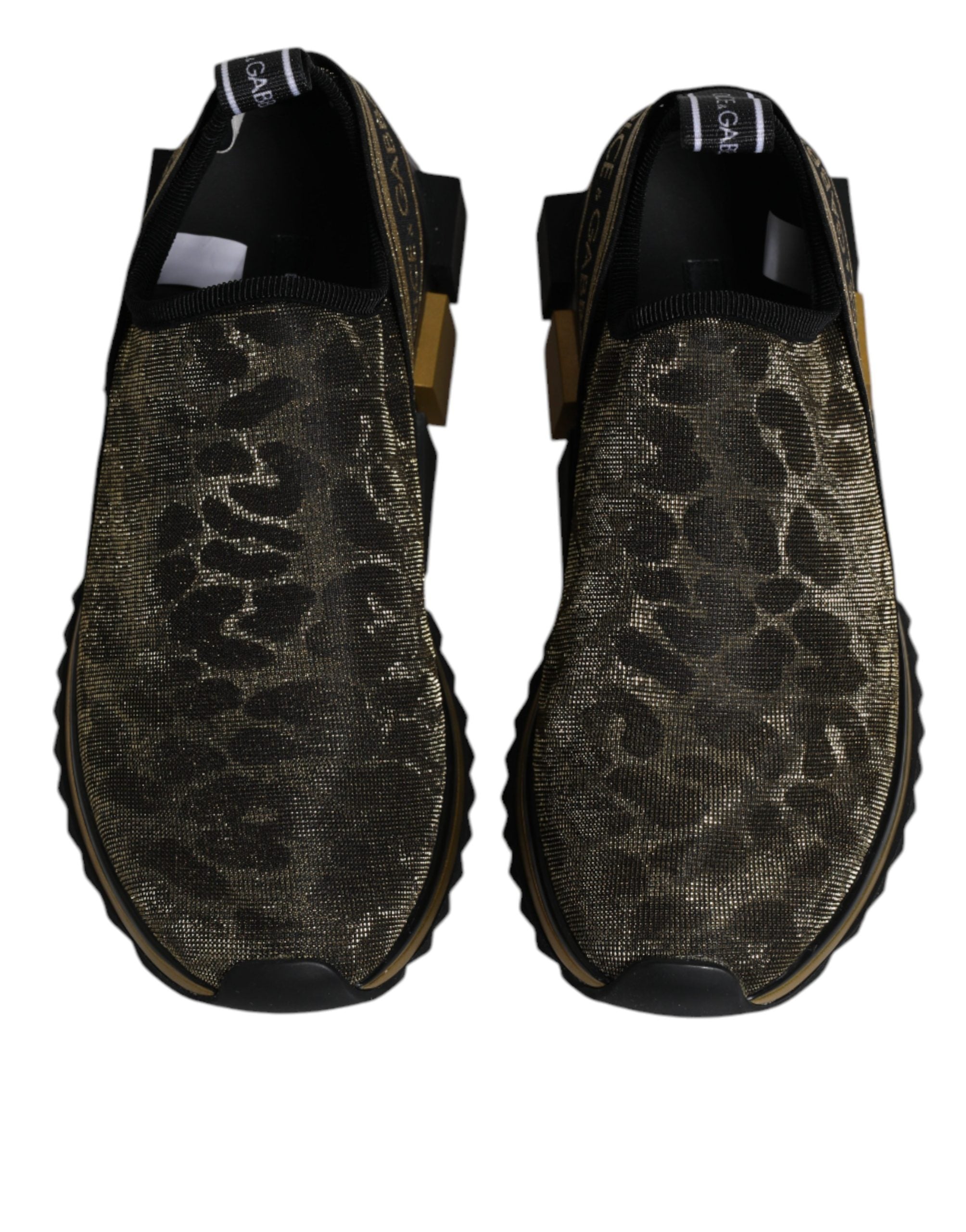 Dolce & Gabbana Goldfarbene Glitzer-Leopard-Sneaker "Sorrento"
