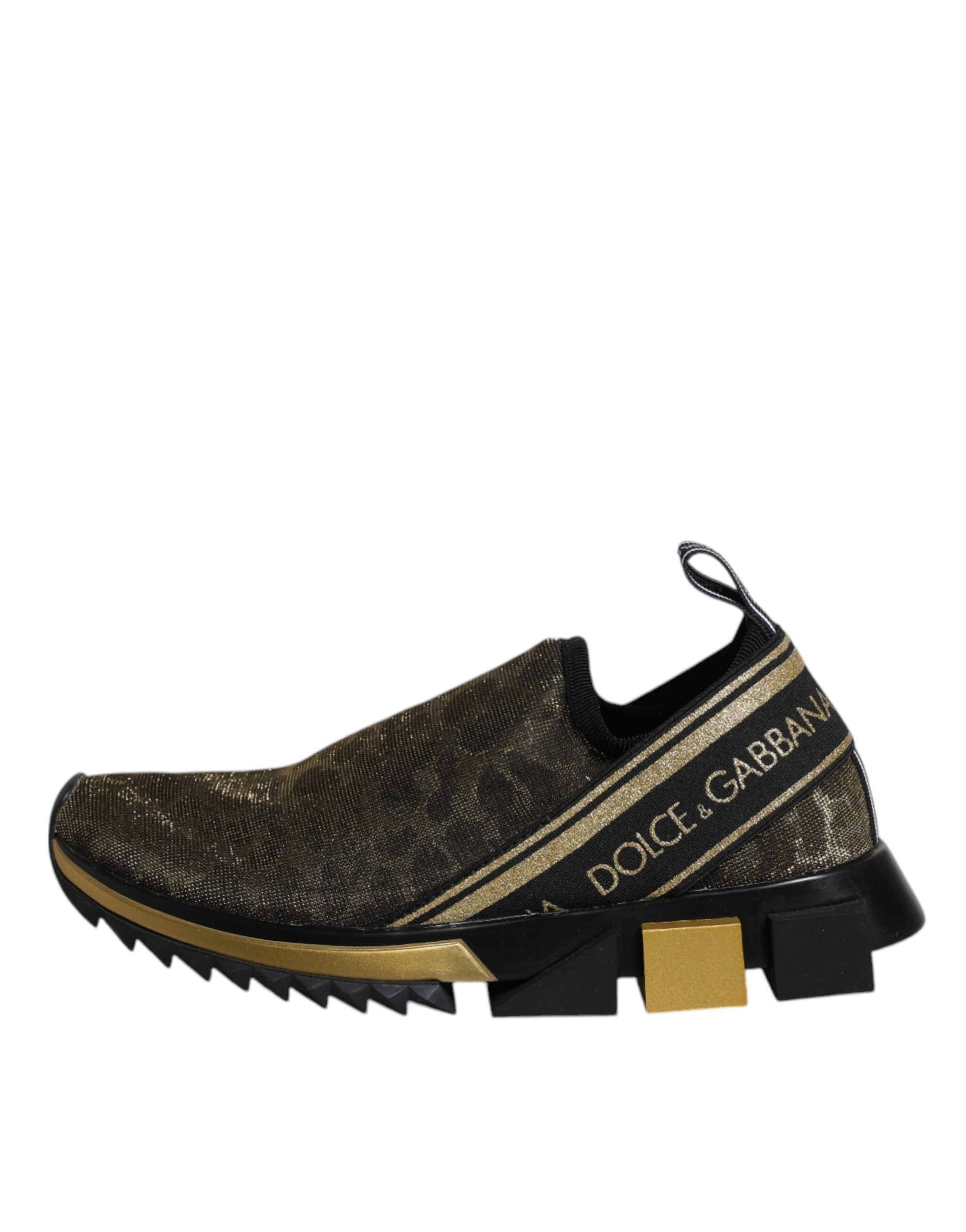 Dolce & Gabbana Goldfarbene Glitzer-Leopard-Sneaker "Sorrento"