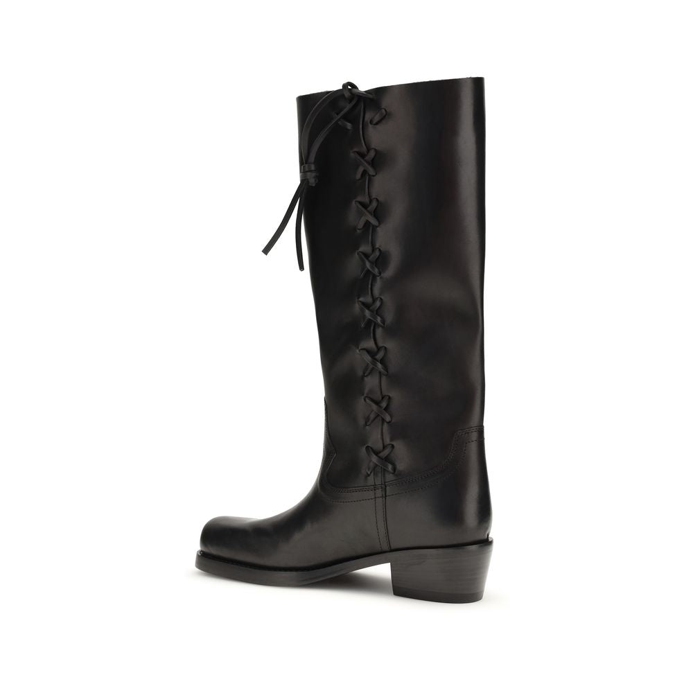 Paris Texas Schwarze Schnürstiefel aus Kalbsleder Bos Taurus