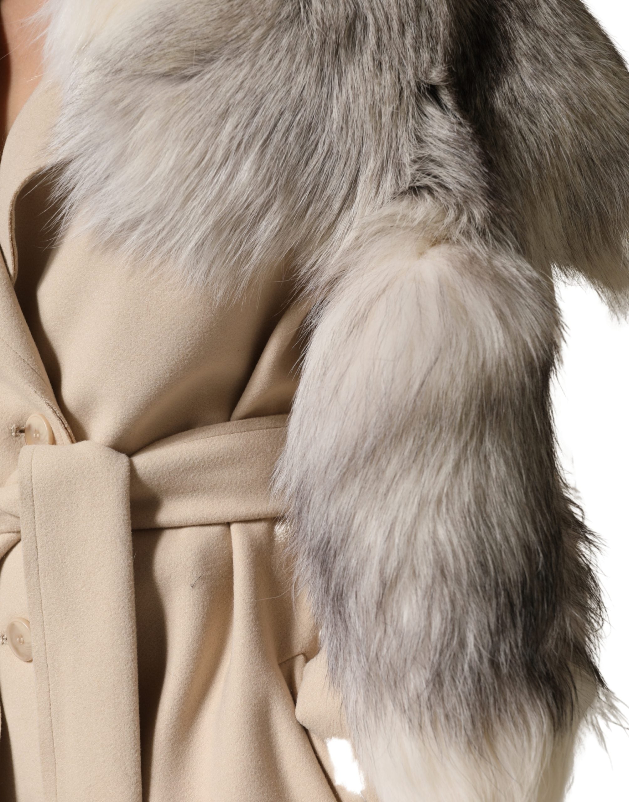 Dolce & Gabbana Weißer Fuchs Pelz Hals Wrap Warmer Winterschal