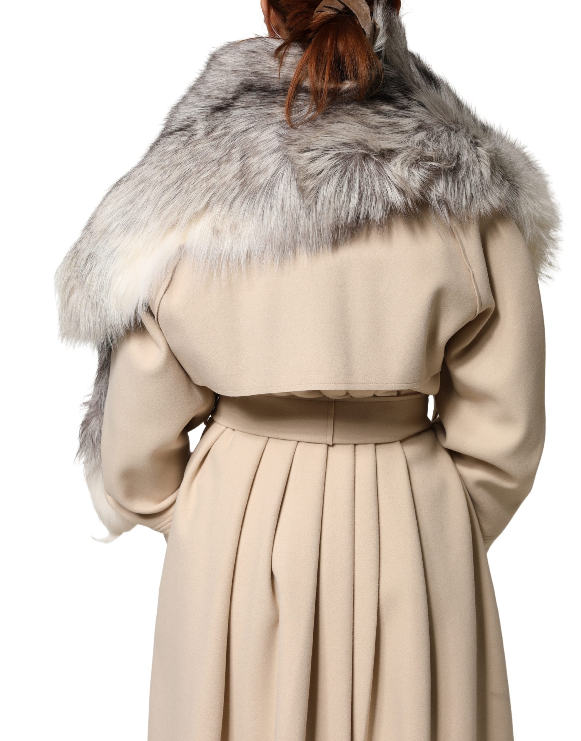 Dolce & Gabbana Weißer Fuchs Pelz Hals Wrap Warmer Winterschal