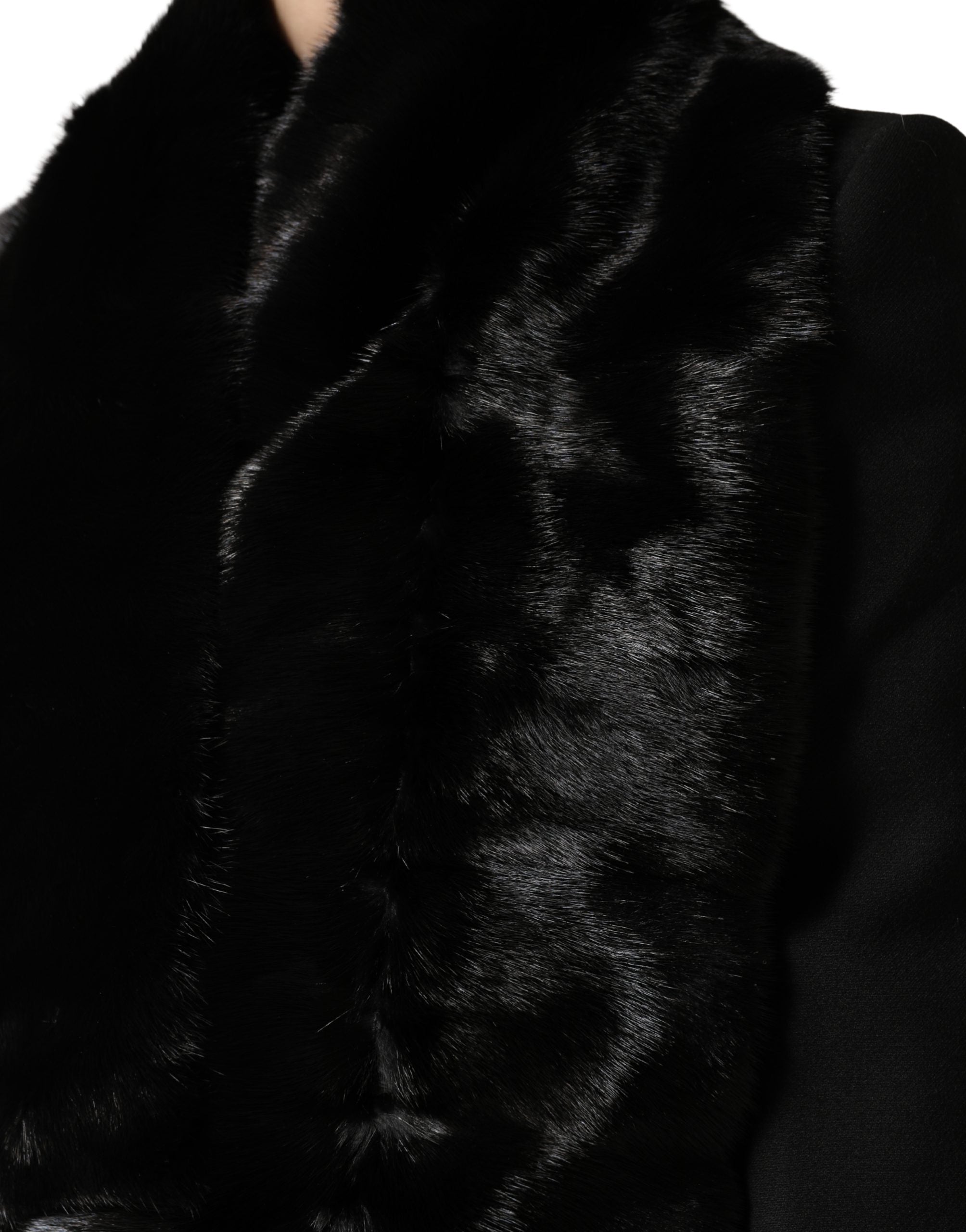 Dolce & Gabbana Schwarzer Pelzschal Hals Wrap Cover Kragenschal