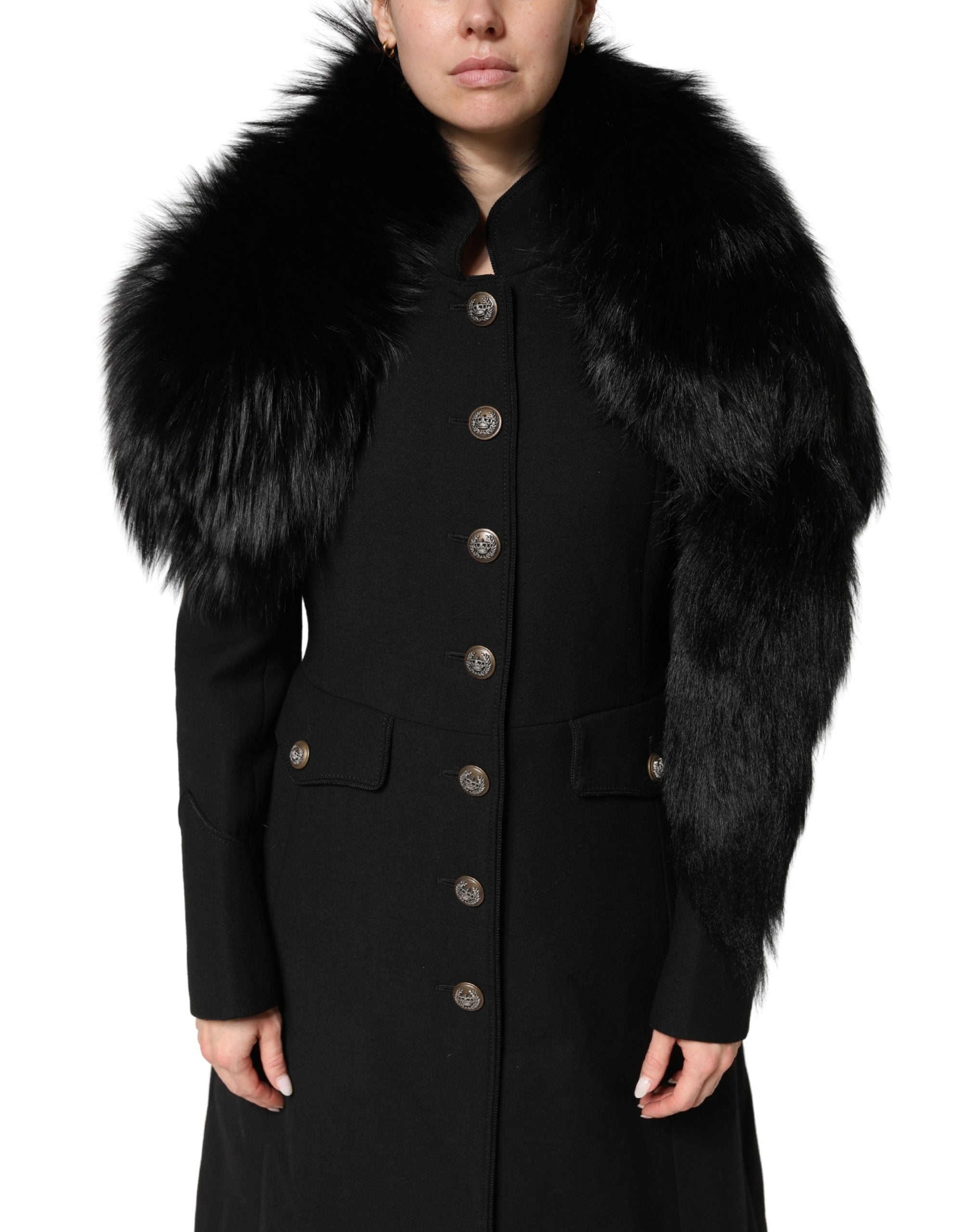 Dolce & Gabbana Schwarzer Fuchs Pelz Halswärmer Winterschal