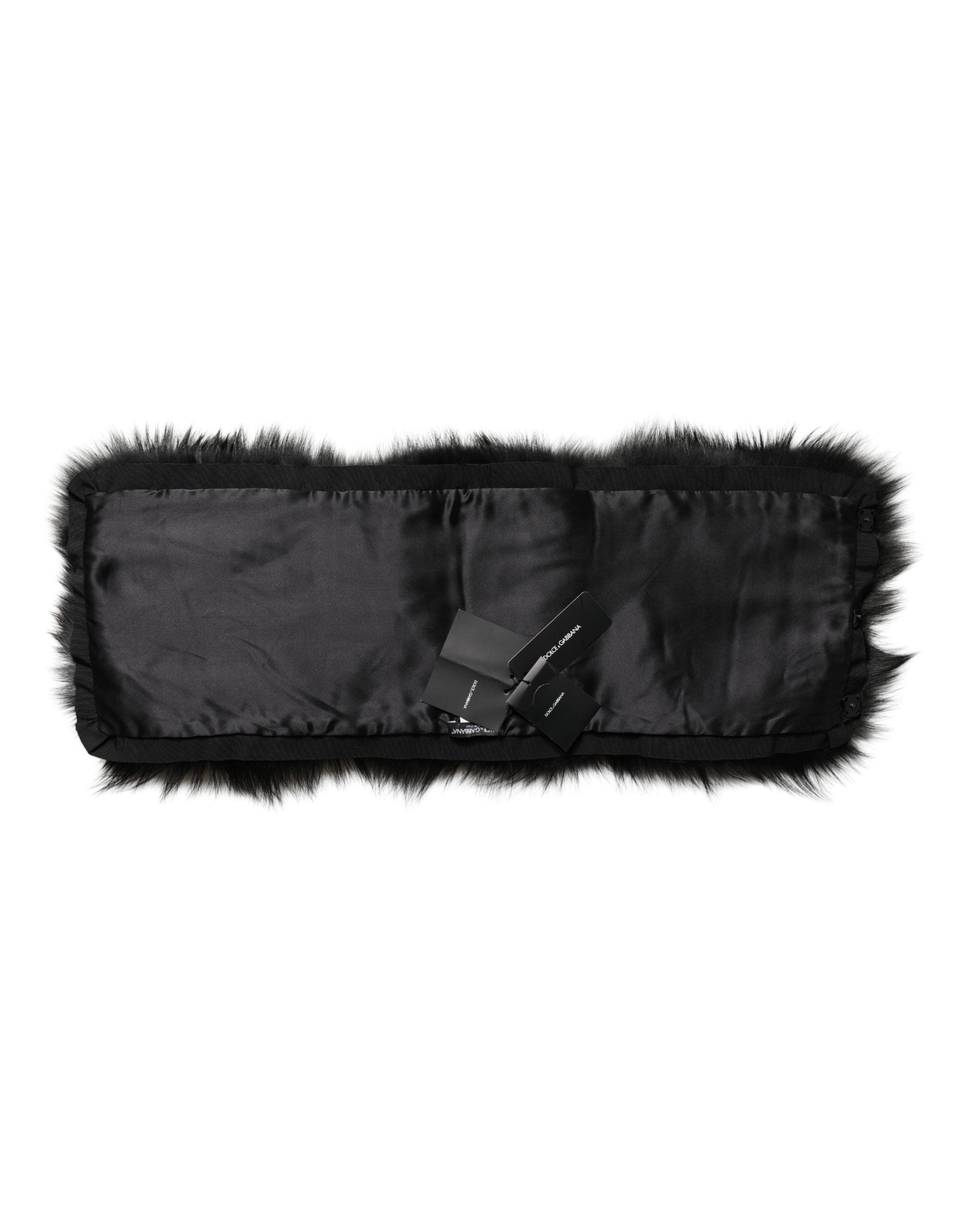 Dolce & Gabbana Schwarzer Pelz Schulterkragen Wickelschal Halstuch