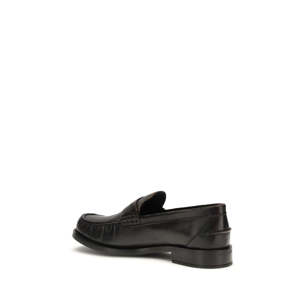 Prada Schwarze "Bos Taurus" Kalbsleder Loafer zum Hineinschlüpfen