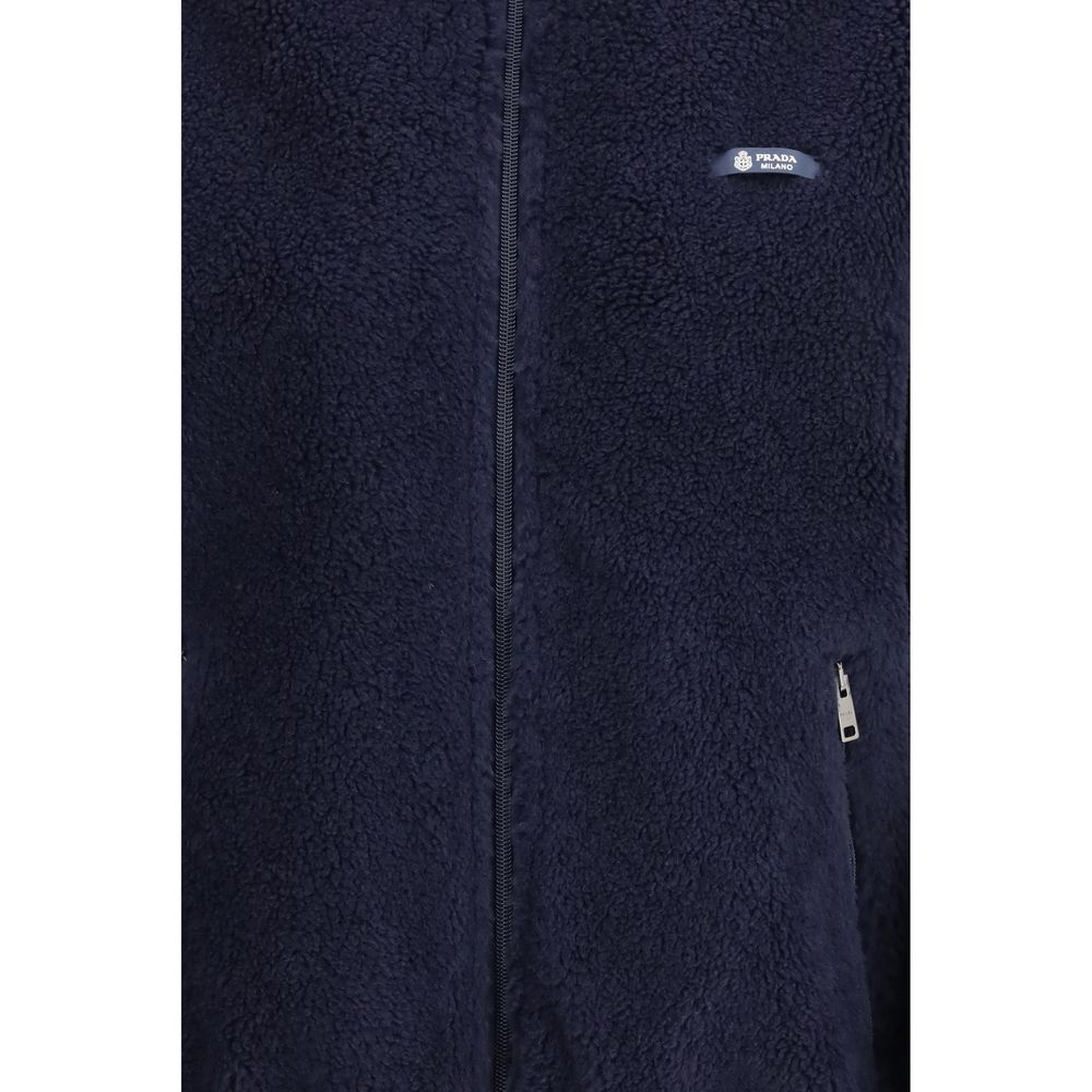 Prada Blaue Polyamid-Jacke in voller Länge