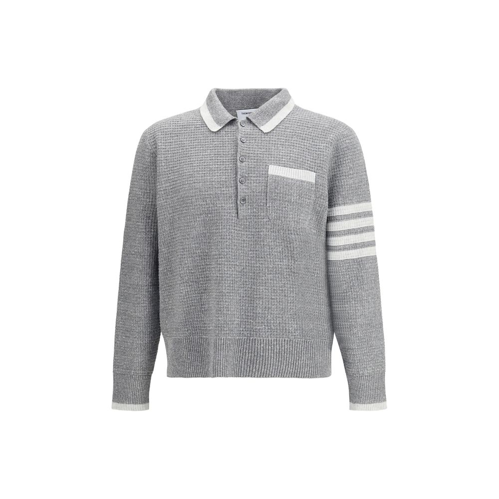 Thom Browne Graues Hemd aus Leinen mit Muster
