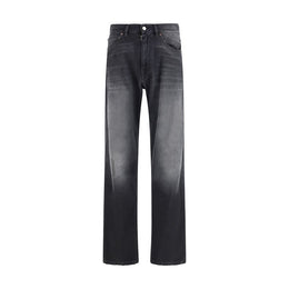 MM6 Schwarze Baumwoll-Jeans mit geradem Bein