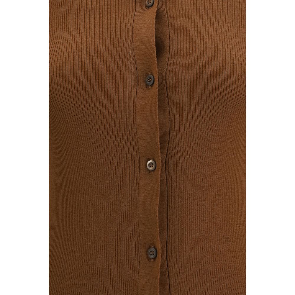 Prada Brauner Strickcardigan aus Fleece-Wolle