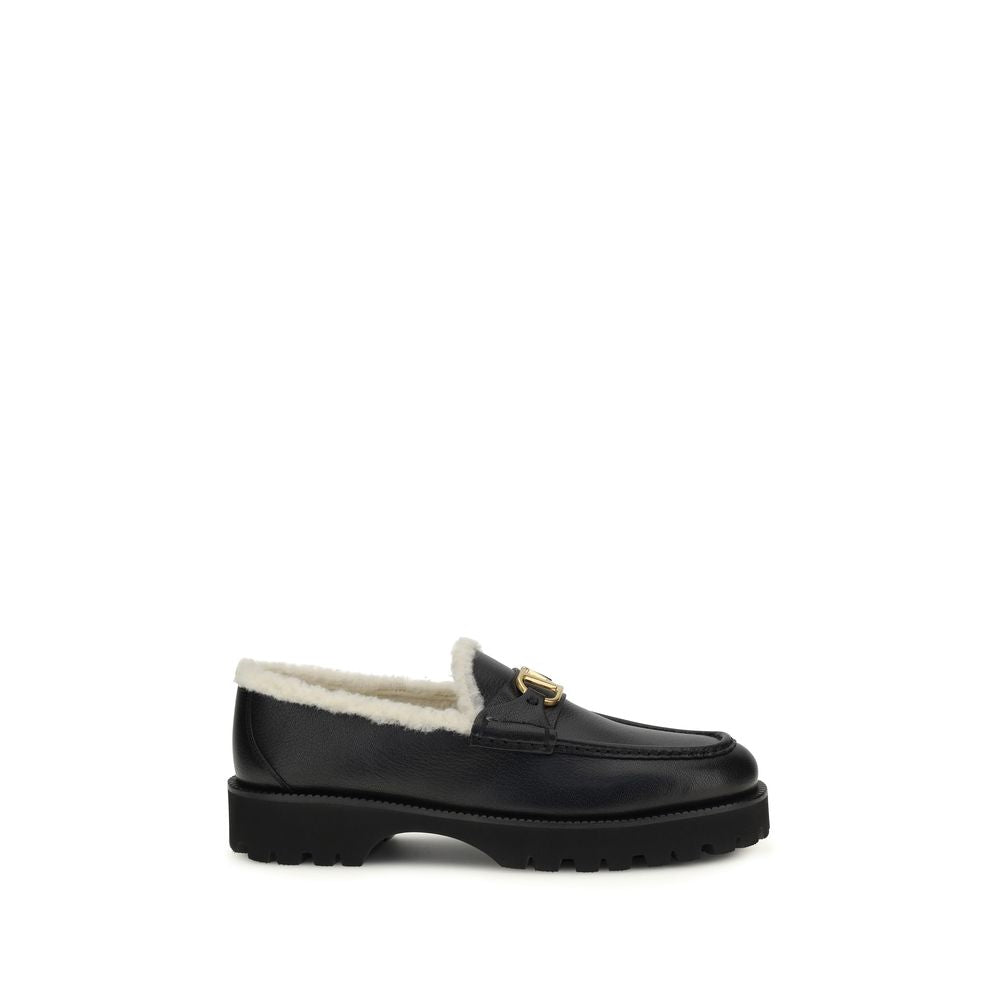 Valentino Garavani Schwarze "Bos Taurus" Kalbsleder Loafer zum Hineinschlüpfen