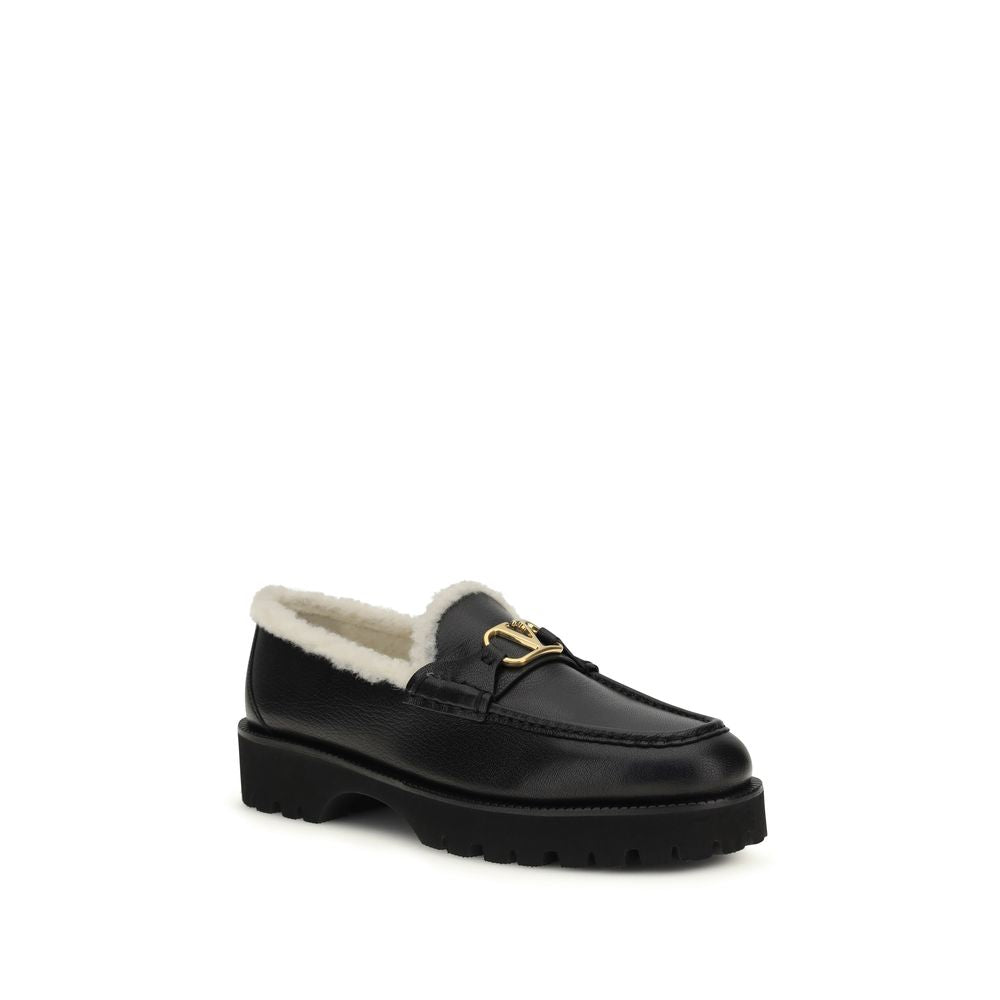 Valentino Garavani Schwarze "Bos Taurus" Kalbsleder Loafer zum Hineinschlüpfen