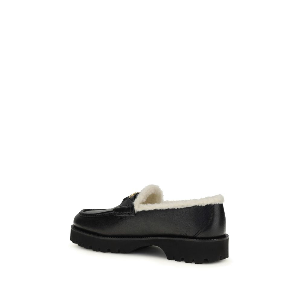 Valentino Garavani Schwarze "Bos Taurus" Kalbsleder Loafer zum Hineinschlüpfen