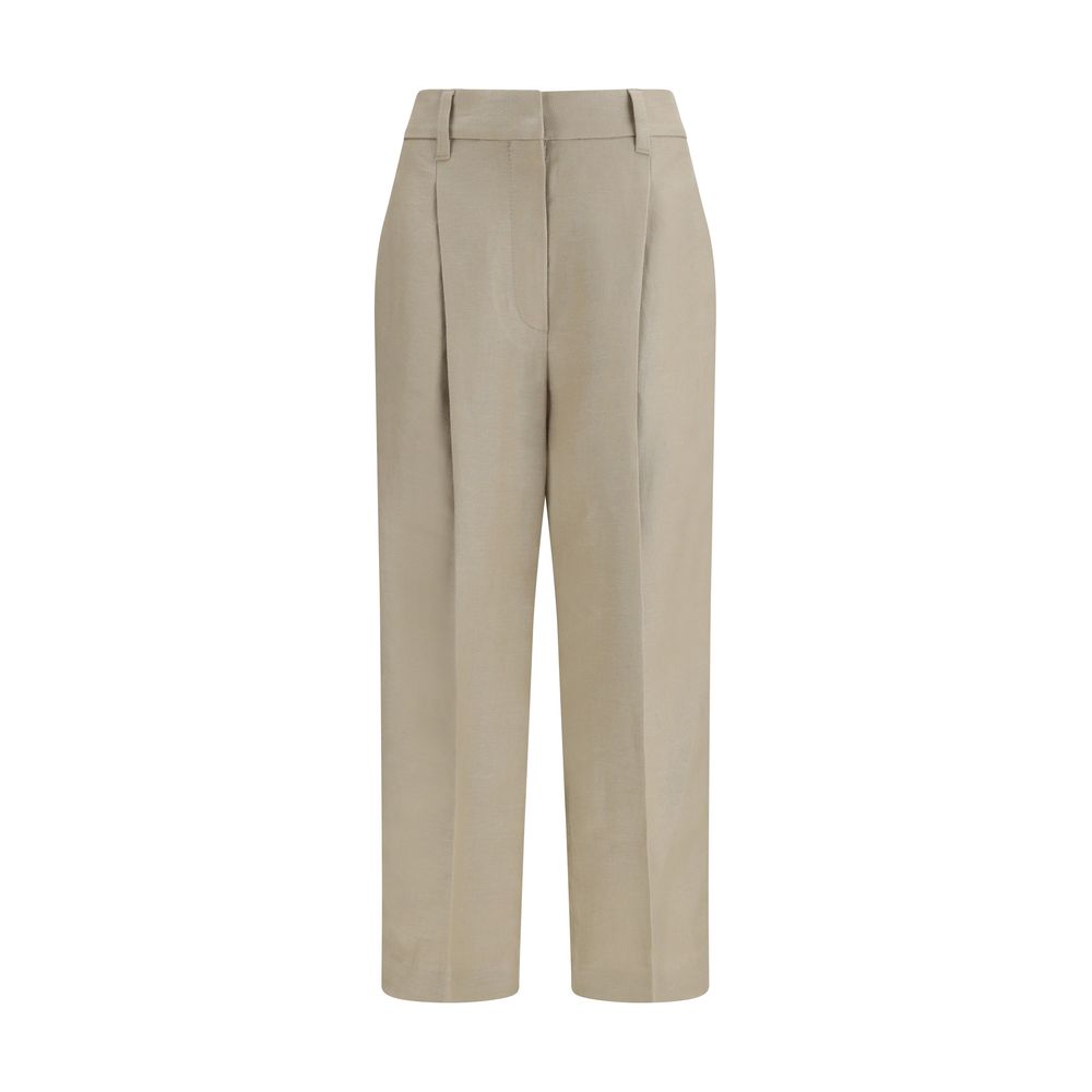 Brunello Cucinelli Beige Leinen Freizeithose