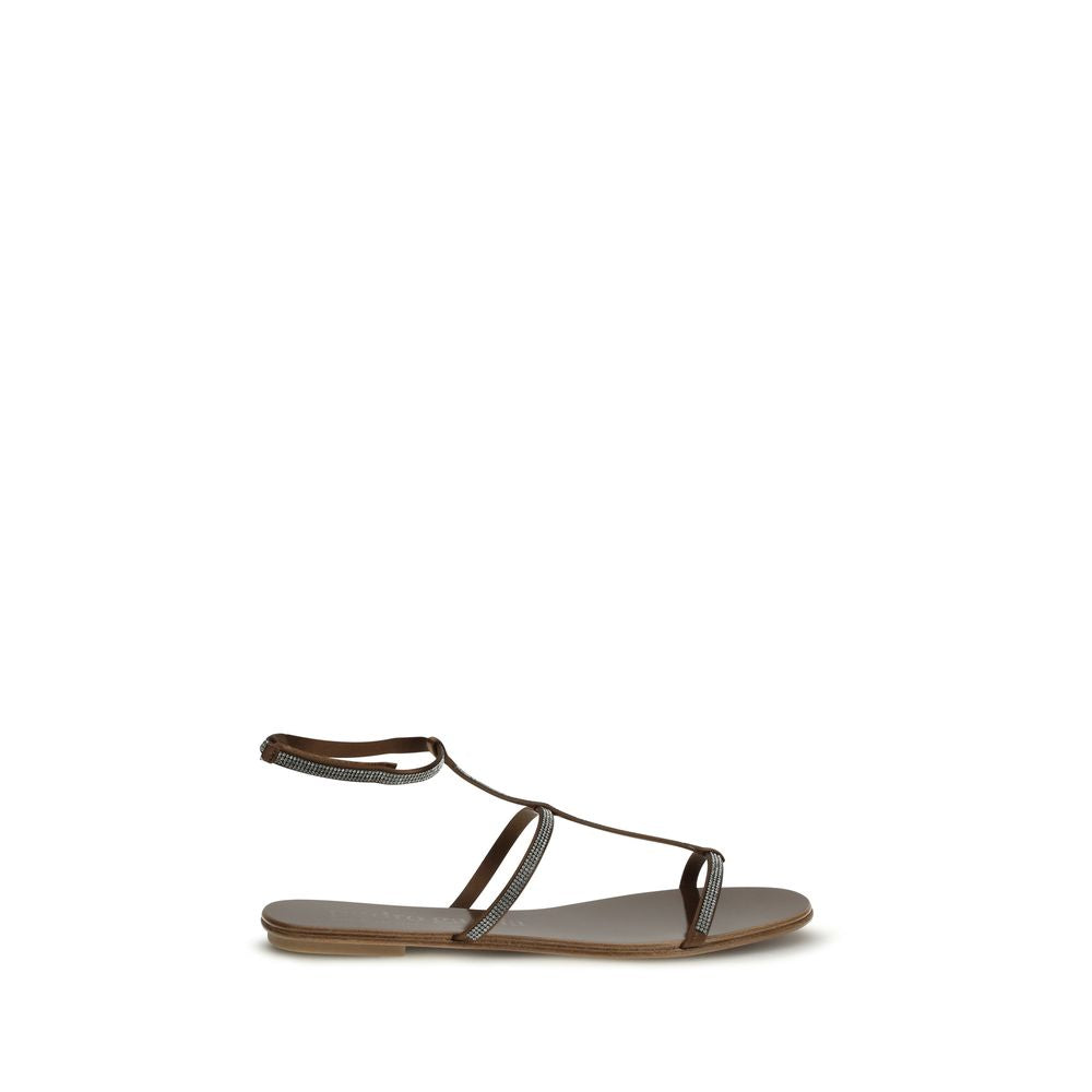 Pedro García Braune Bos Taurus Kalbsleder-Sandalen mit Riemenverschluss