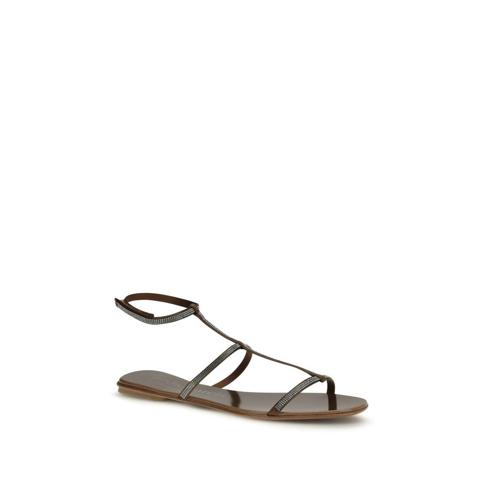 Pedro García Braune Bos Taurus Kalbsleder-Sandalen mit Riemenverschluss