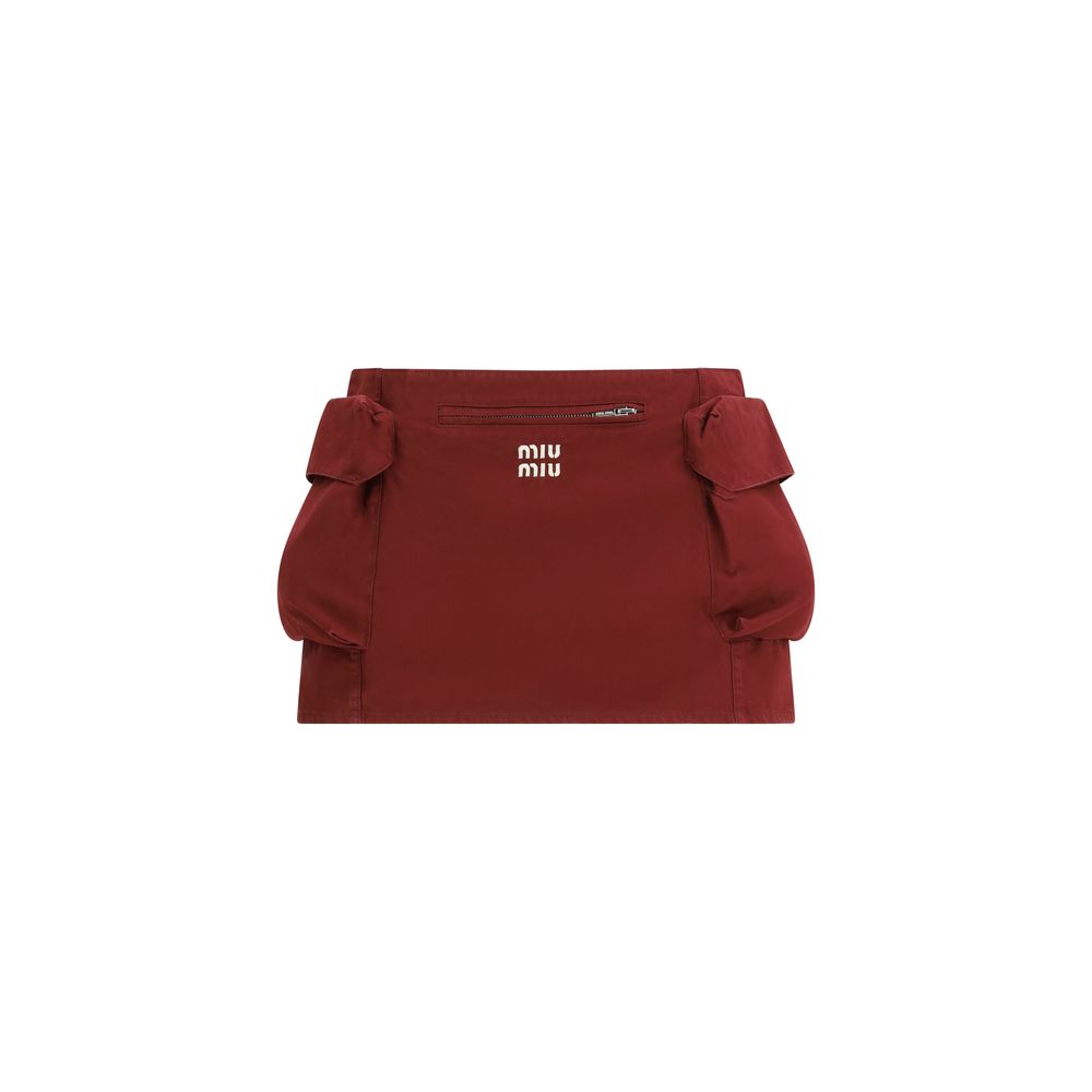 Miu Miu Minirock aus Baumwolle in Bordeaux