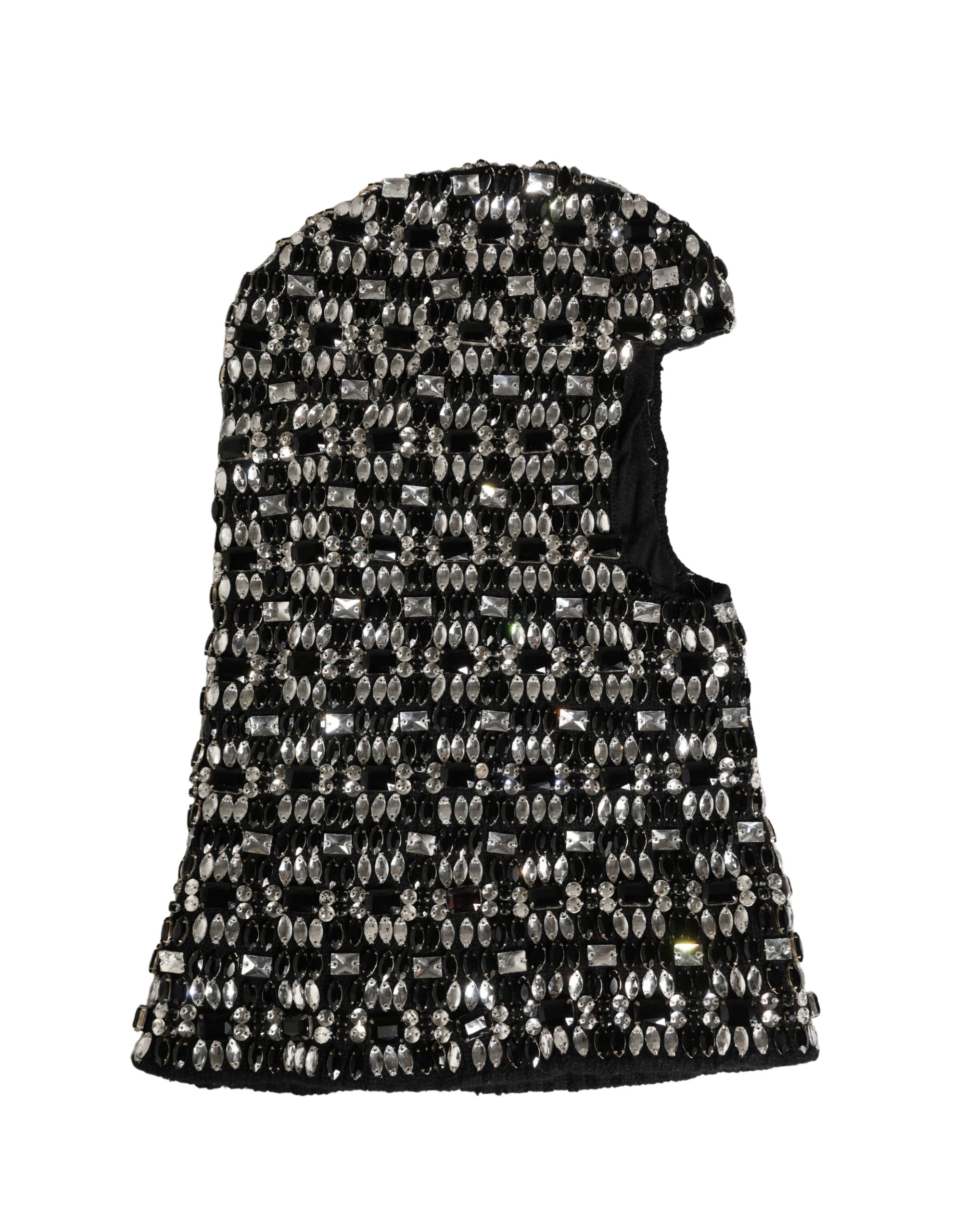 Dolce & Gabbana Schwarze Woll-Sturmhaube mit Kristallbesatz
