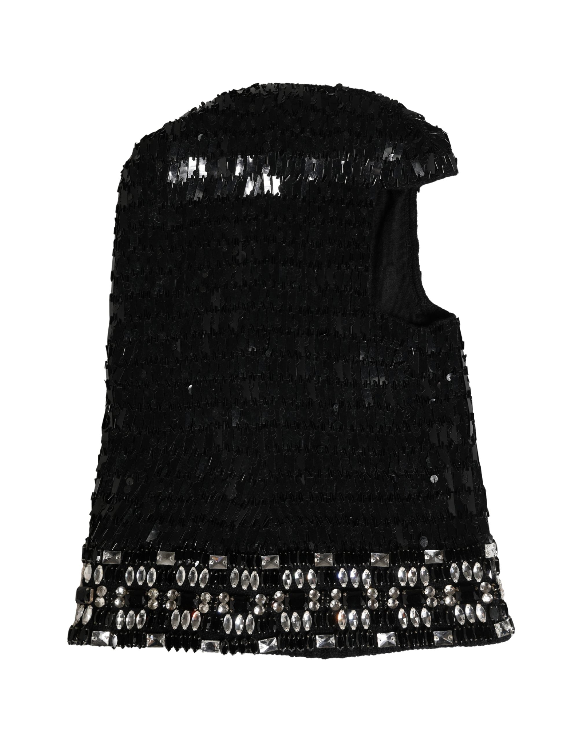 Dolce & Gabbana Schwarze Woll-Sturmhaube mit Kristallbesatz