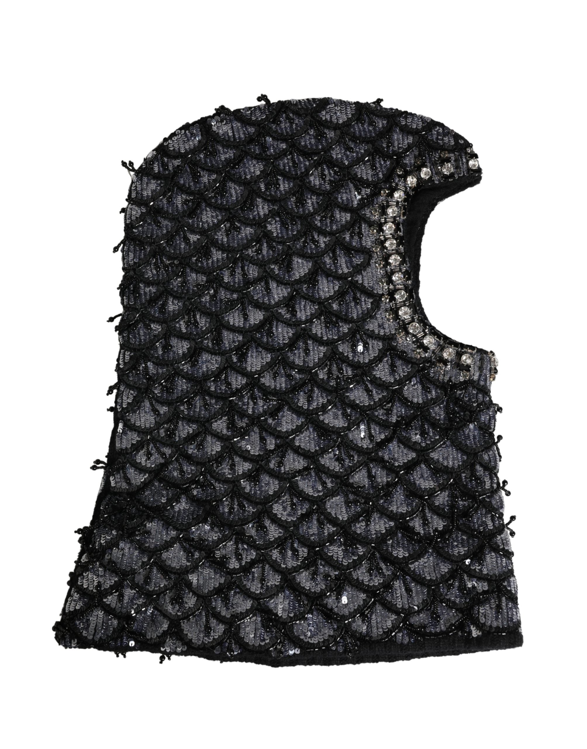 Dolce & Gabbana Schwarze Woll-Sturmhaube mit Kristallbesatz