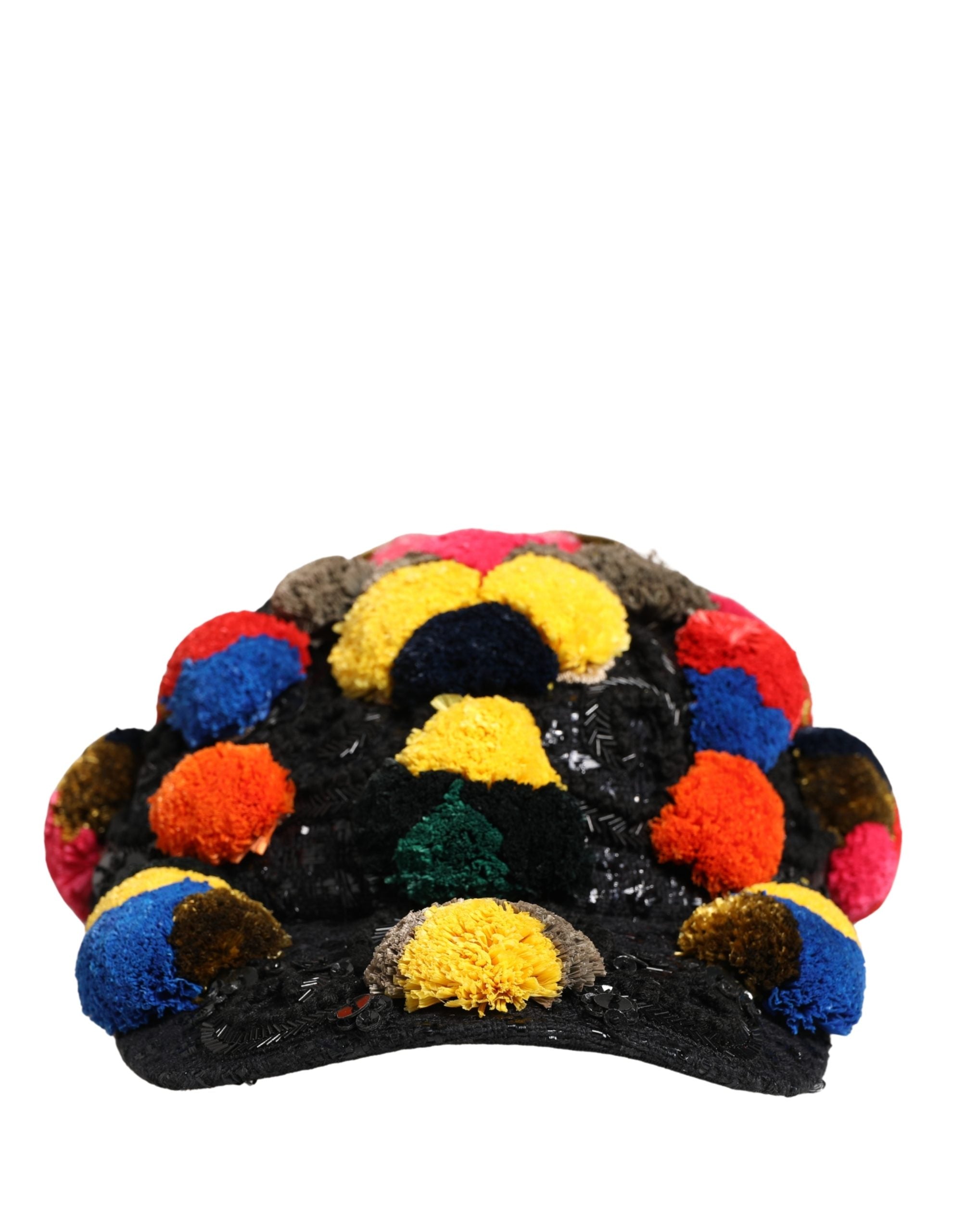 Dolce & Gabbana Hut mit mehrfarbigen Bommeln und Paillettenbesatz