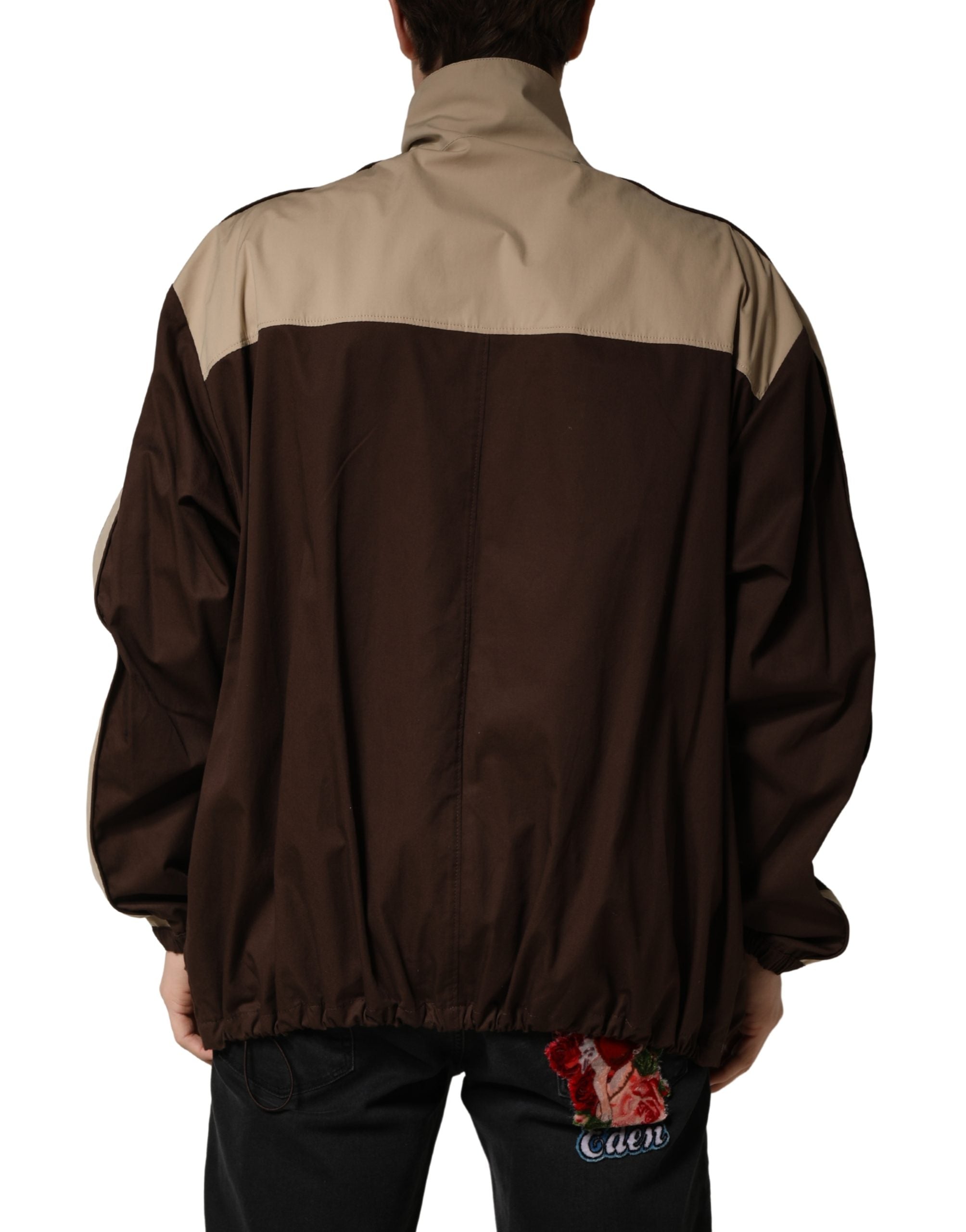 Dolce & Gabbana Brauner Beige Baumwoll-Reißverschluss-Windbreaker