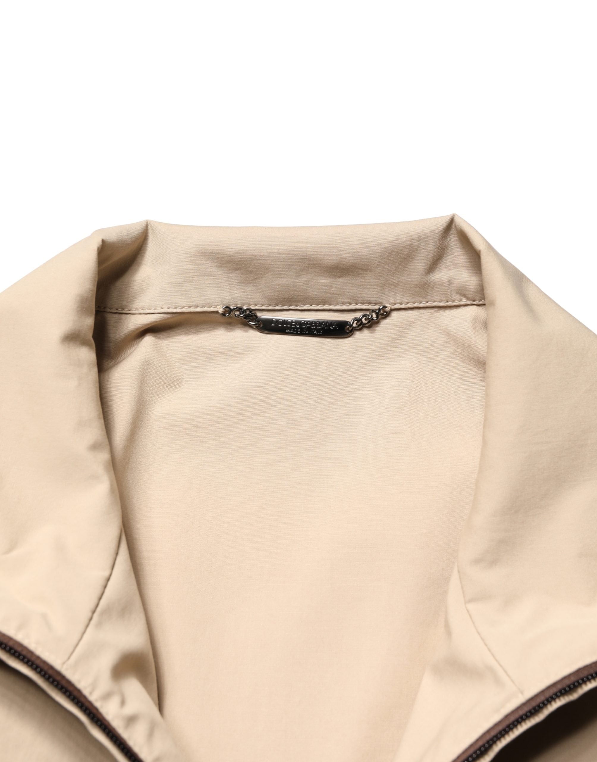 Dolce & Gabbana Brauner Beige Baumwoll-Reißverschluss-Windbreaker