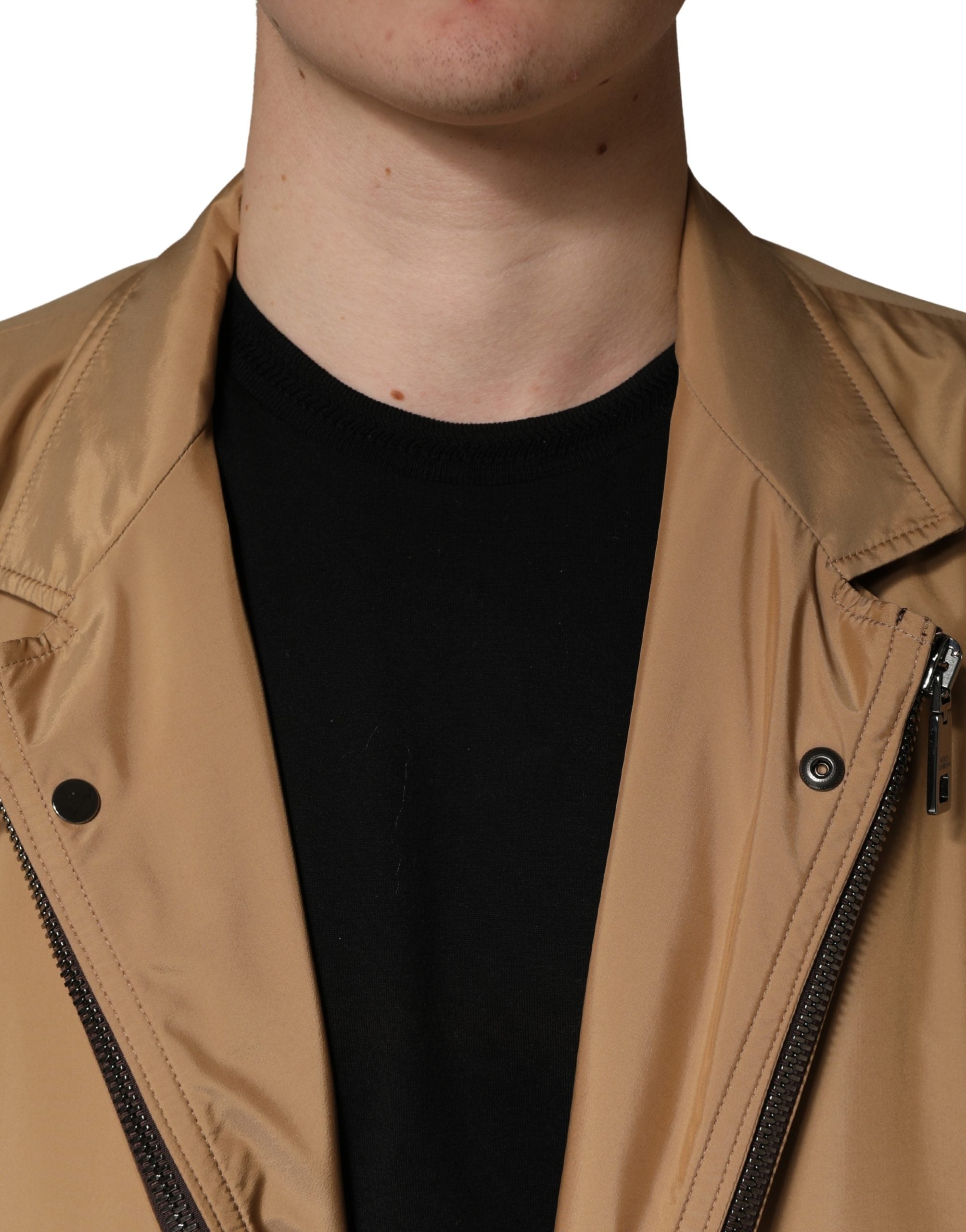 Dolce & Gabbana Brauner einreihiger Mantel mit Layereffekt