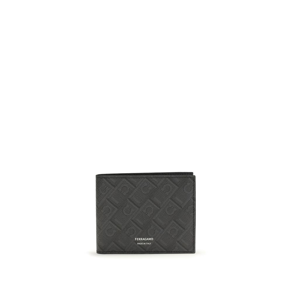 Ferragamo Schwarzes Kalbsleder Bos Taurus Portemonnaie