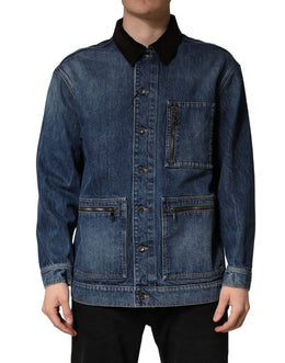 Dolce & Gabbana Schwarze blaue Baumwoll-Denim-Blouson-Jacke für Herren