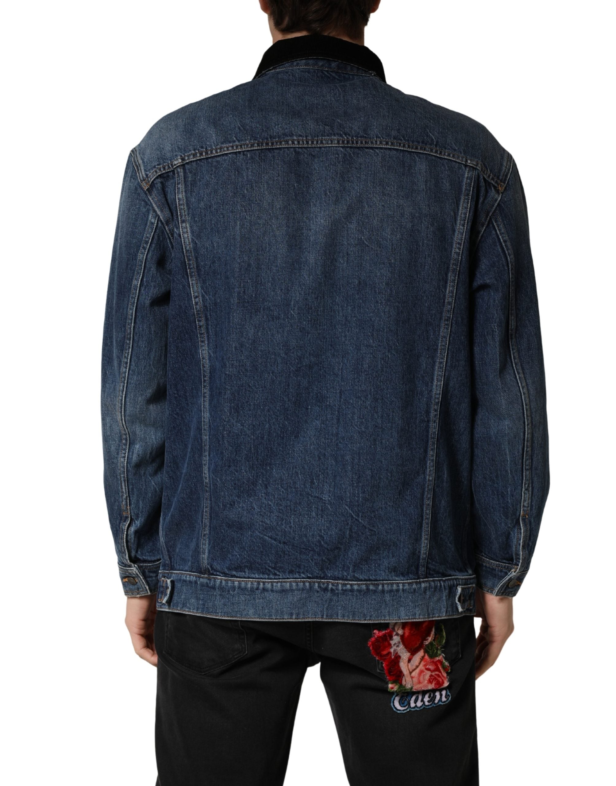 Dolce & Gabbana Schwarze blaue Baumwoll-Denim-Blouson-Jacke für Herren