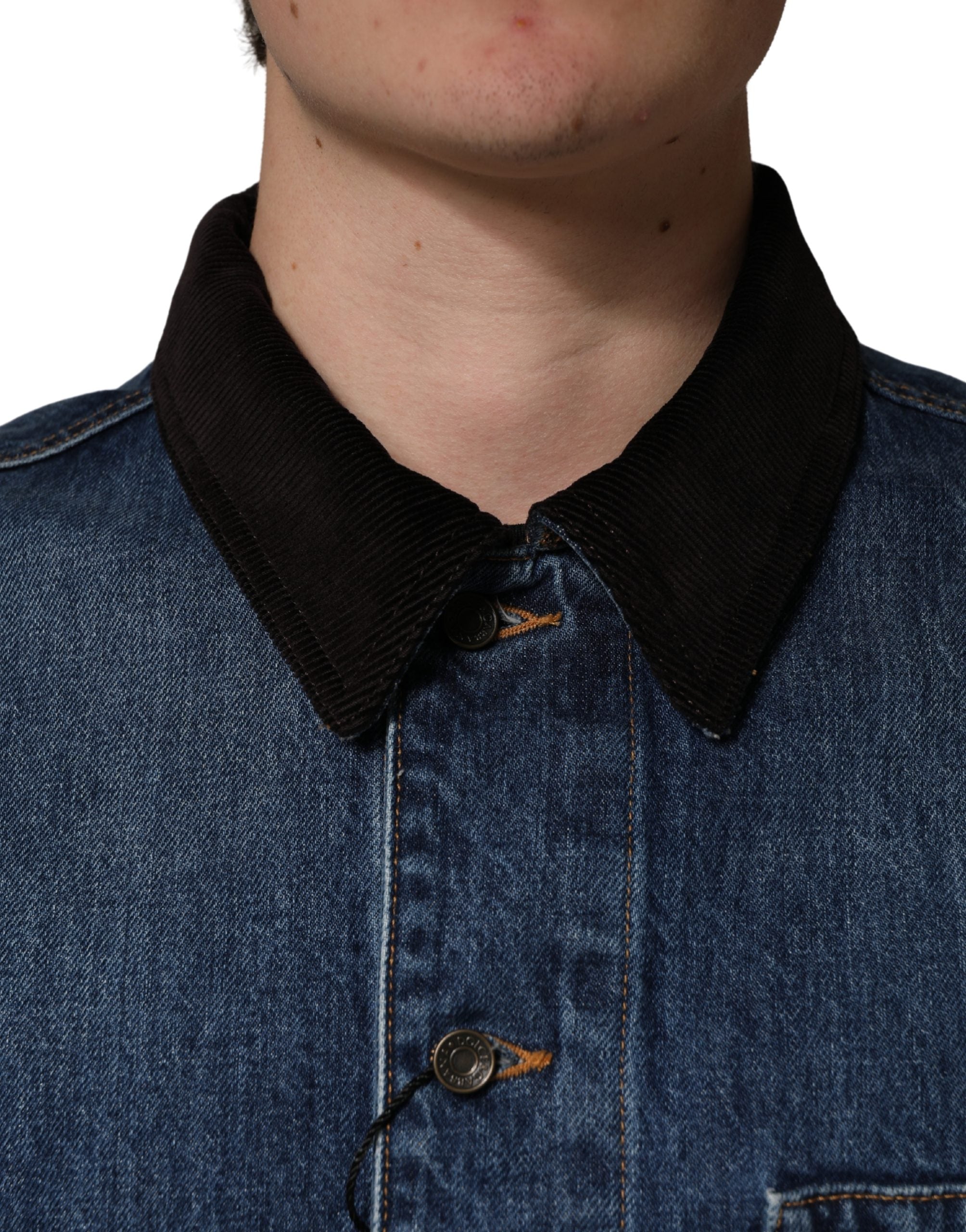 Dolce & Gabbana Schwarze blaue Baumwoll-Denim-Blouson-Jacke für Herren