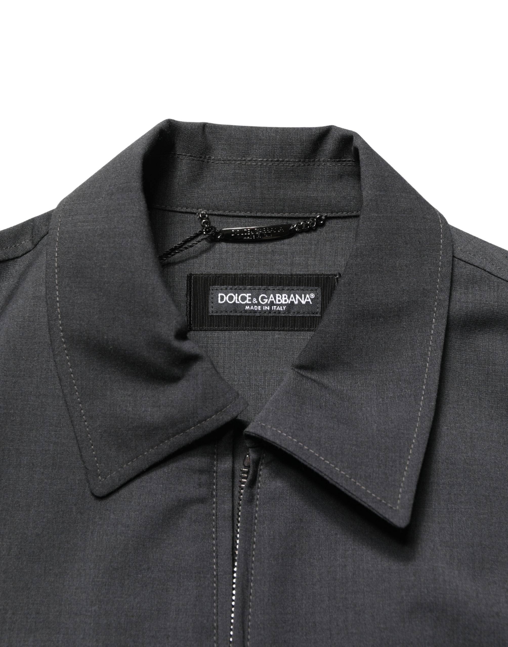 Dolce & Gabbana Schwarze Woll-Bomberjacke mit durchgehendem Reißverschluss und Logo für Herren