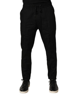 Dolce & Gabbana Schwarze Baumwoll Skinny Herren Jogger Hose