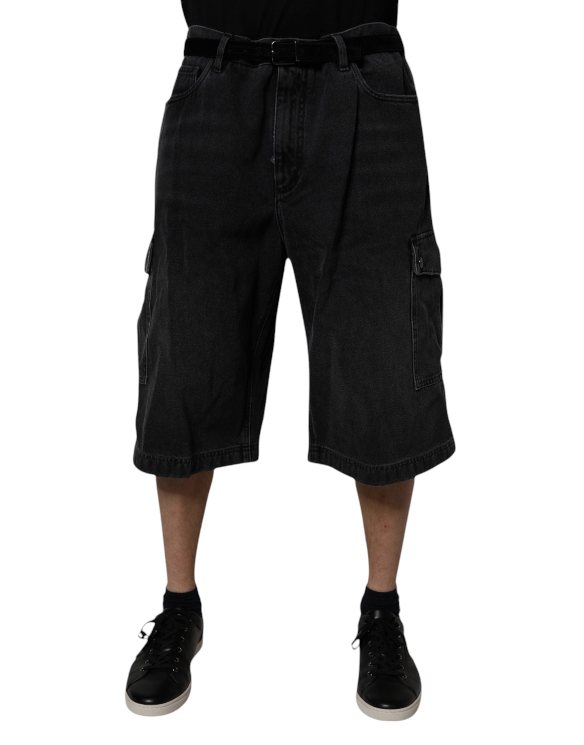 Dolce & Gabbana Schwarze Cargo-Bermudashorts mit mittlerer Taille