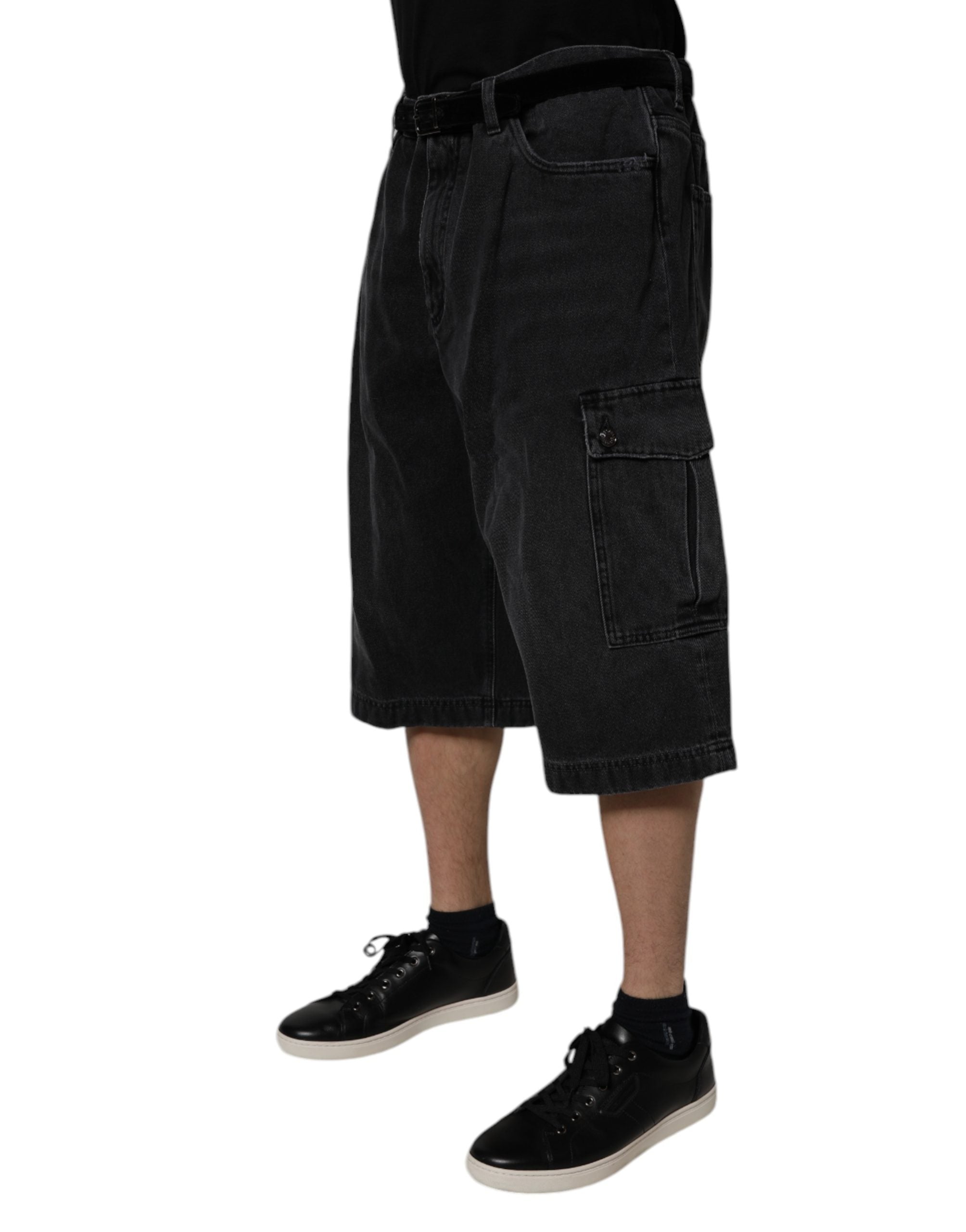 Dolce & Gabbana Schwarze Cargo-Bermudashorts mit mittlerer Taille