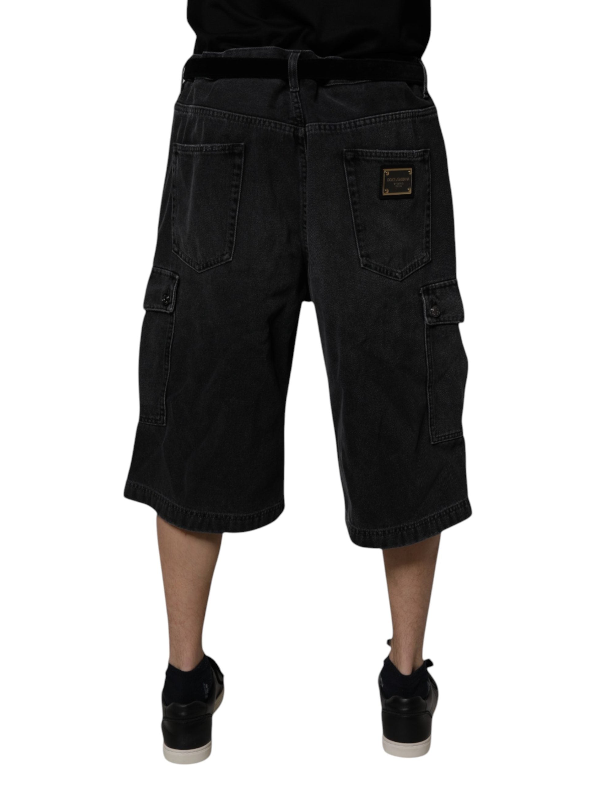 Dolce & Gabbana Schwarze Cargo-Bermudashorts mit mittlerer Taille