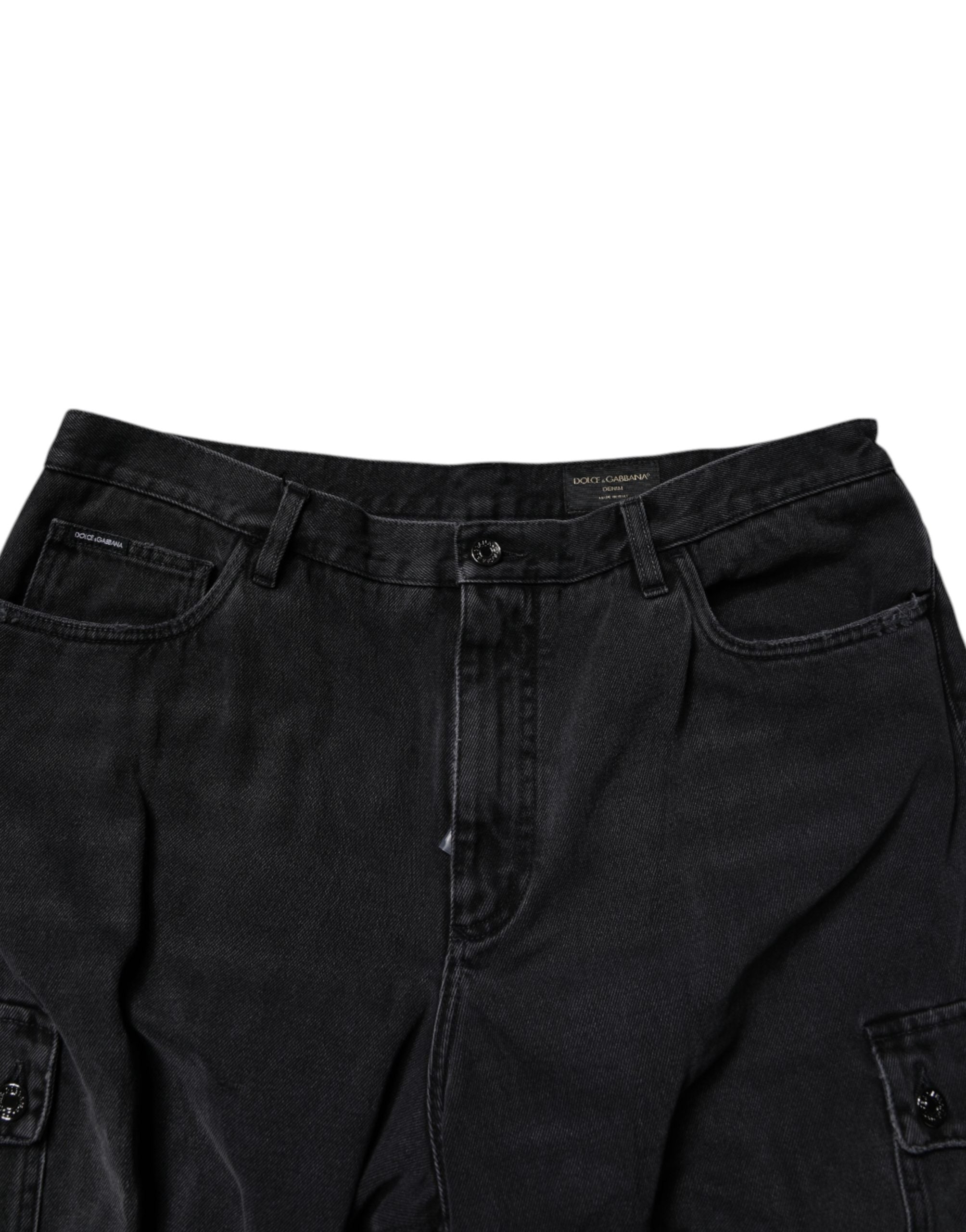 Dolce & Gabbana Schwarze Cargo-Bermudashorts mit mittlerer Taille