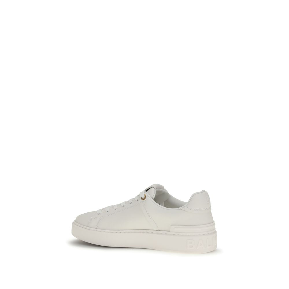 Balmain Weiße Low-Top-Sneaker aus Kalbsleder Bos Taurus