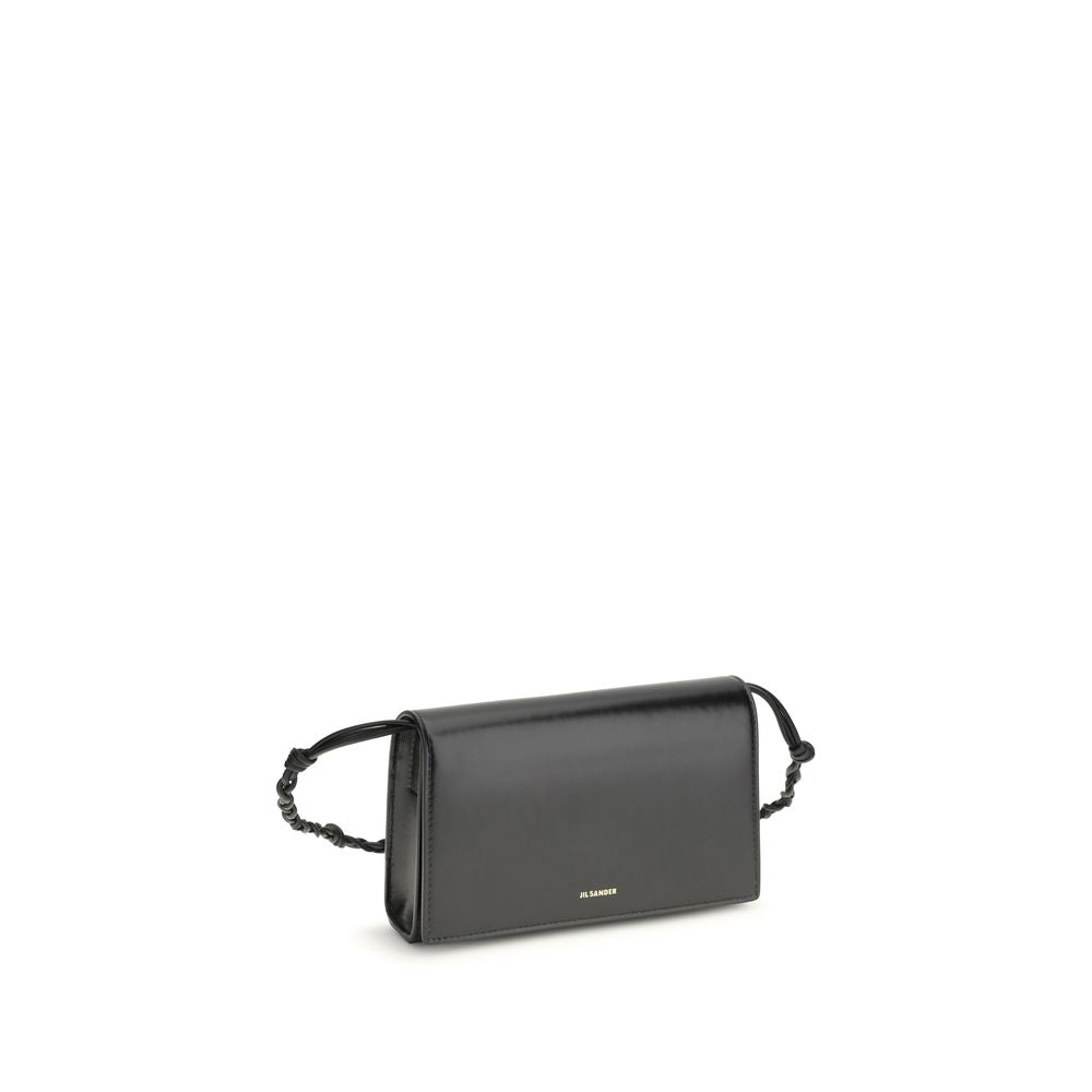 Jil Sander Schwarzes Kalbsleder Bos Taurus Portemonnaie