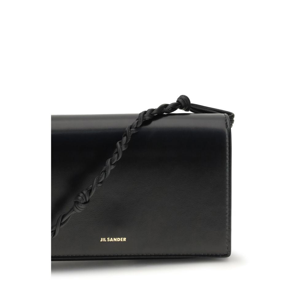 Jil Sander Schwarzes Kalbsleder Bos Taurus Portemonnaie
