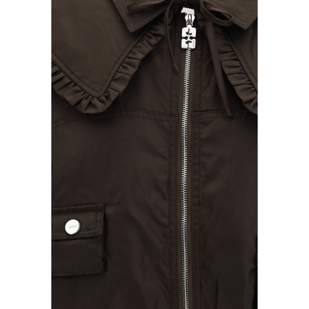 Ganni Zweifarbige Polyamid-Bomberjacke