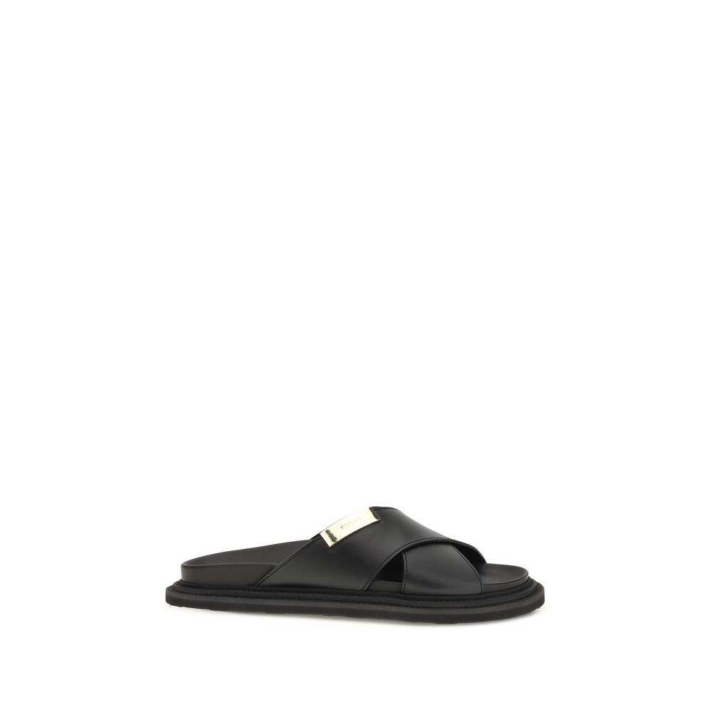 Moschino Schwarze Bos Taurus Kalbsleder-Sandalen