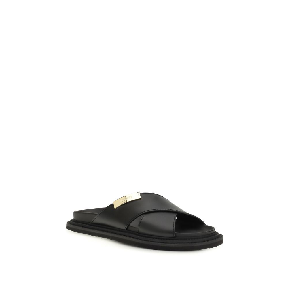 Moschino Schwarze Bos Taurus Kalbsleder-Sandalen