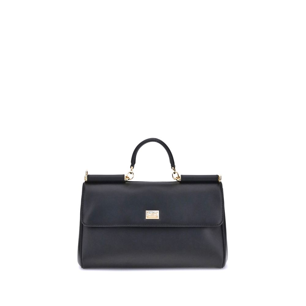 Dolce & Gabbana Schwarze Bos Taurus Kalbsleder Schultertasche