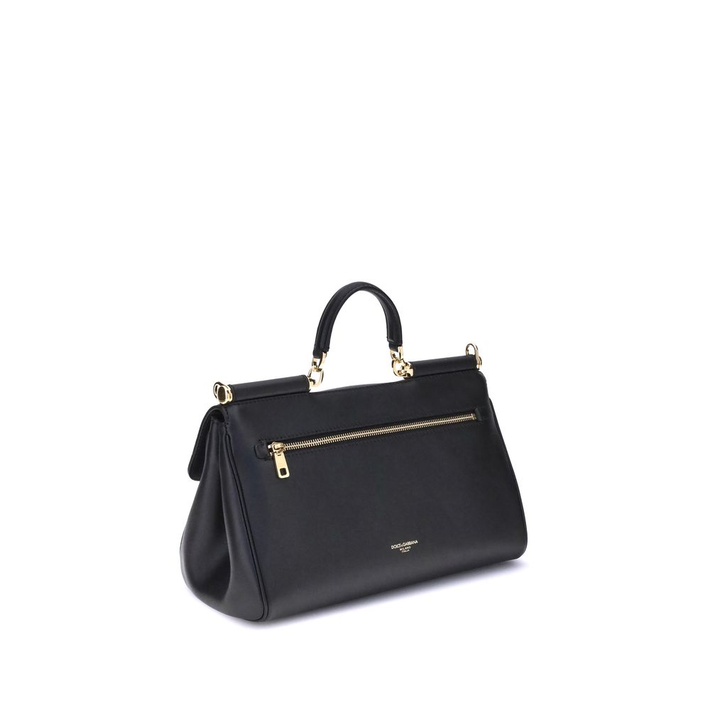 Dolce & Gabbana Schwarze Bos Taurus Kalbsleder Schultertasche