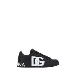 Dolce & Gabbana Schwarze Bos Taurus Kalbsleder Low-Top-Sneaker