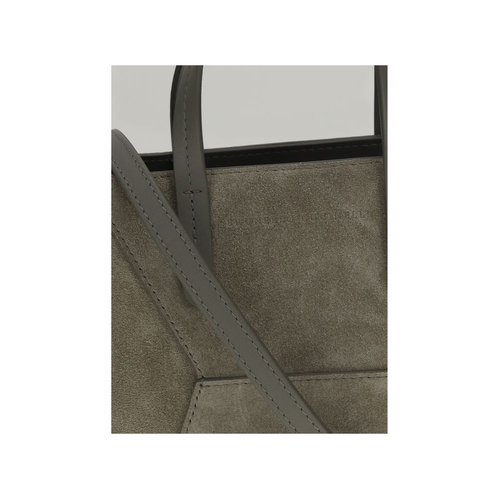 Brunello Cucinelli Braune Kalbsleder Bos Taurus Schultertasche