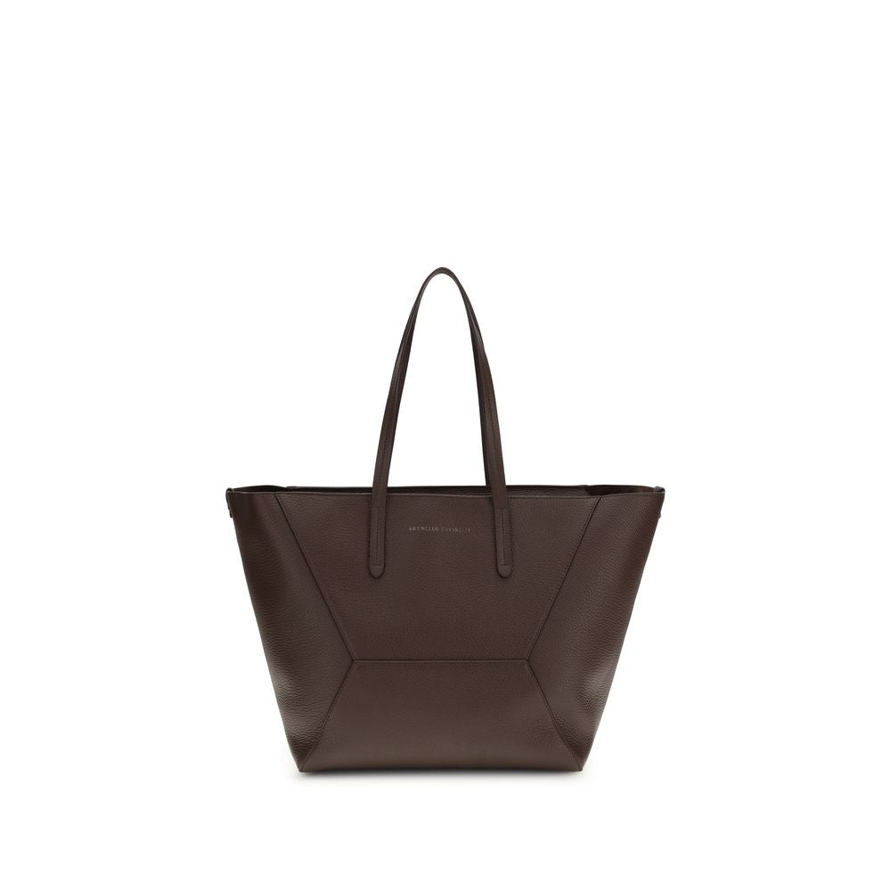 Brunello Cucinelli Braune Kalbsleder Bos Taurus Schultertasche